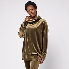 WynneLayers Luxe Velour Cowl Neck Tunic