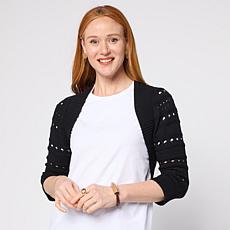 WynneLayers Open Stitch 3/4-Sleeve Please Shrug