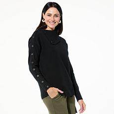 WynneLayers SoftKNIT Mock-Neck Sweater with Button Details