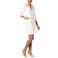 WynneLayers Square-Neck Dress with Seaming