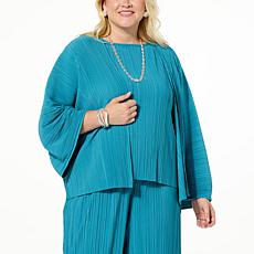 WynneLayers Summer Plisse Knit Kimono Topper