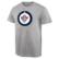Men's Ash Winnipeg Jets Team Primary Logo T-Shirt