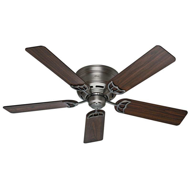 Hunter 52" Low-Profile III Antique Pewter Ceiling Fan with Pull Chain