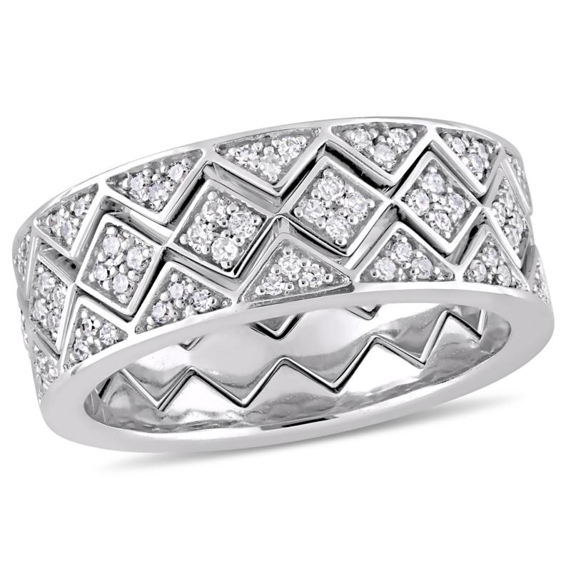 .61 ctw Diamond 14K White Gold 3-piece Stacked Band Ring Set