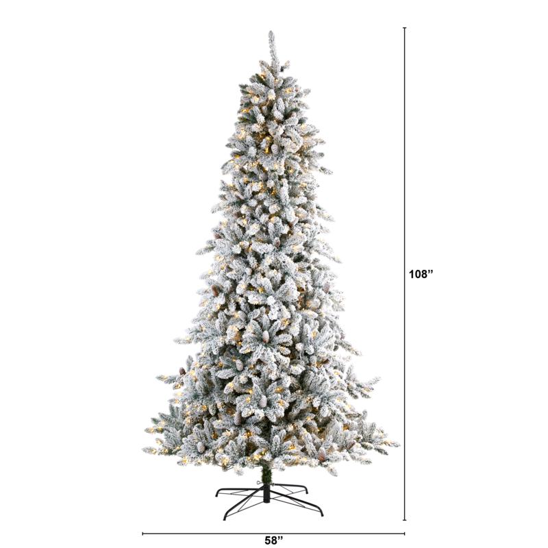 9 Ft Flocked Livingston Fir Artificial Christmas Tree With Pine Cones And 650 9828070 Hsn