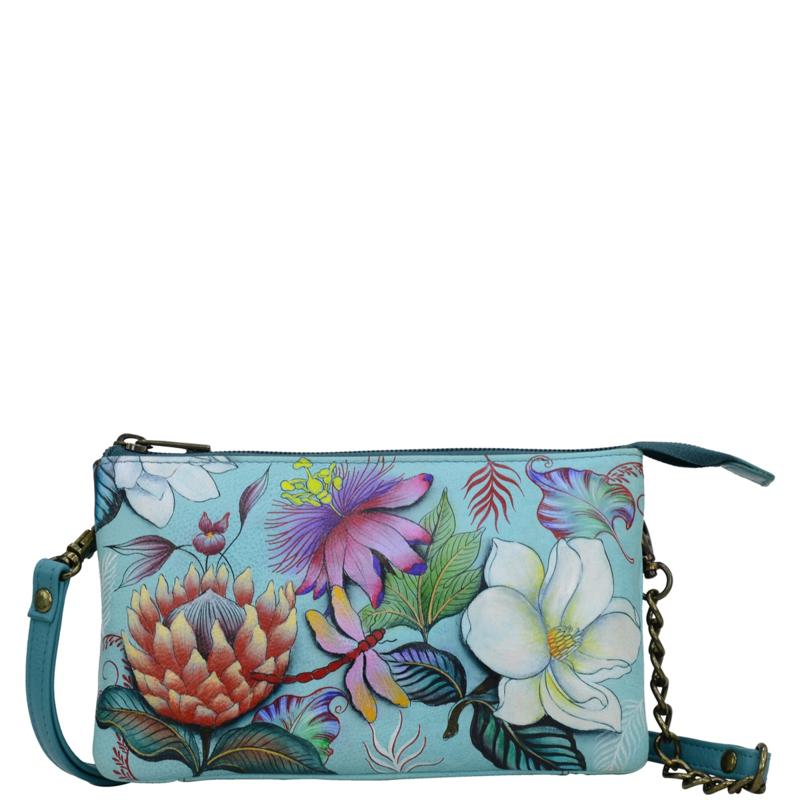 Anuschka Hand Painted Leather Organizer Crossbody with RFID Protection