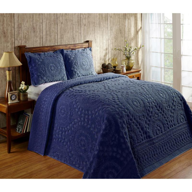 Rio Collection 100 Cotton Tufted Chenille Bedspread King 9217267 Hsn Cotton Tufted Chenille Bedspread, What Is The Size Difference Between A King And Queen Bedspread