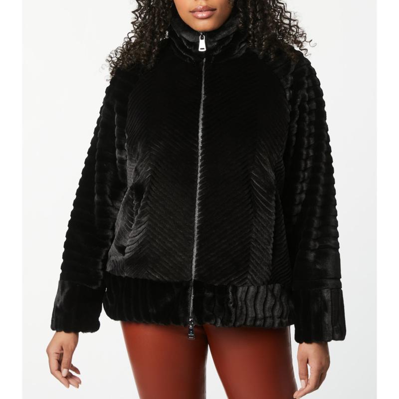Bernardo Zig Zag Faux Fur Jacket