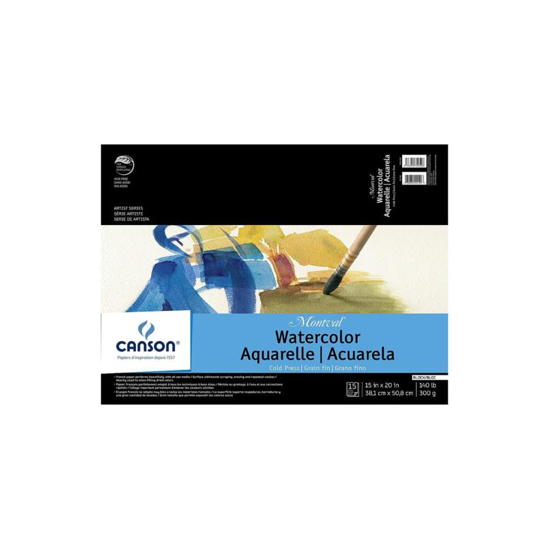 Canson Montval Watercolor Paper 15" x 20" Pad of 12 140 lb. Cold Press