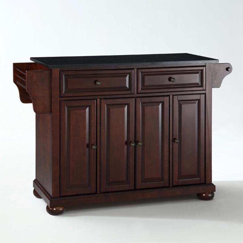 Crosley Alexandria Solid Black Granite Top Kitchen Island   Vintage Mahogany Finish   7743712