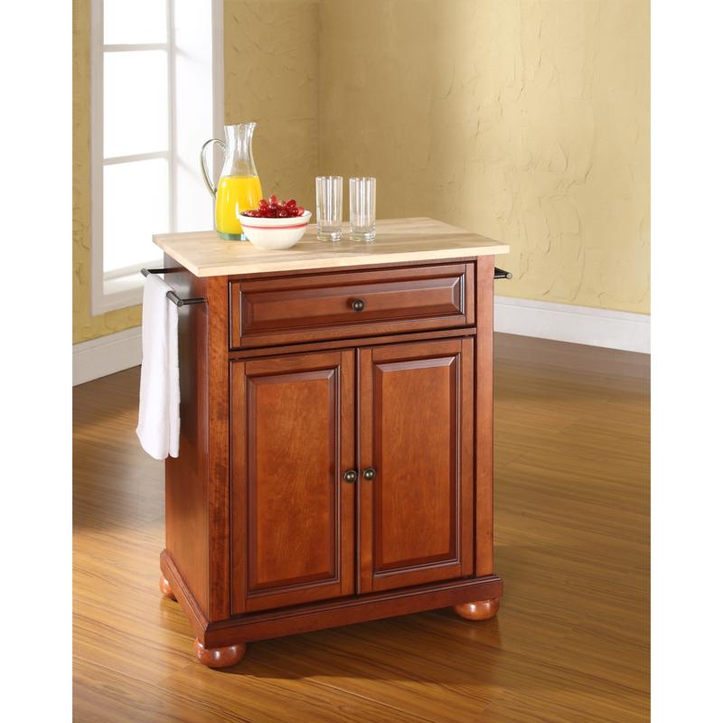 Crosley Alexandria Natural Wood Top Portable Kitchen Island Classic Cherry Finish 7743725 Hsn Crosley Alexandria Natural Wood Top, Cherry Wood Kitchen Island Table