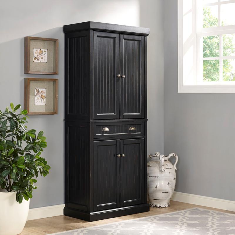 Crosley Furniture Seaside Kitchen Pantry - Distressed Black - 8480726 | HSN