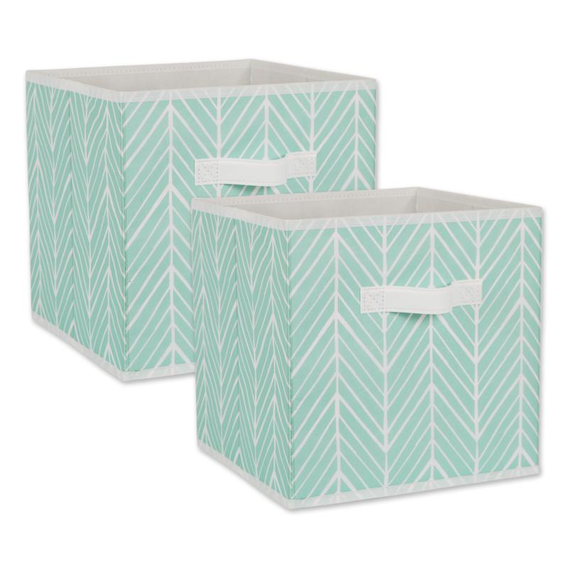 Design Imports Herringbone 11" Storage Cube 2-pack