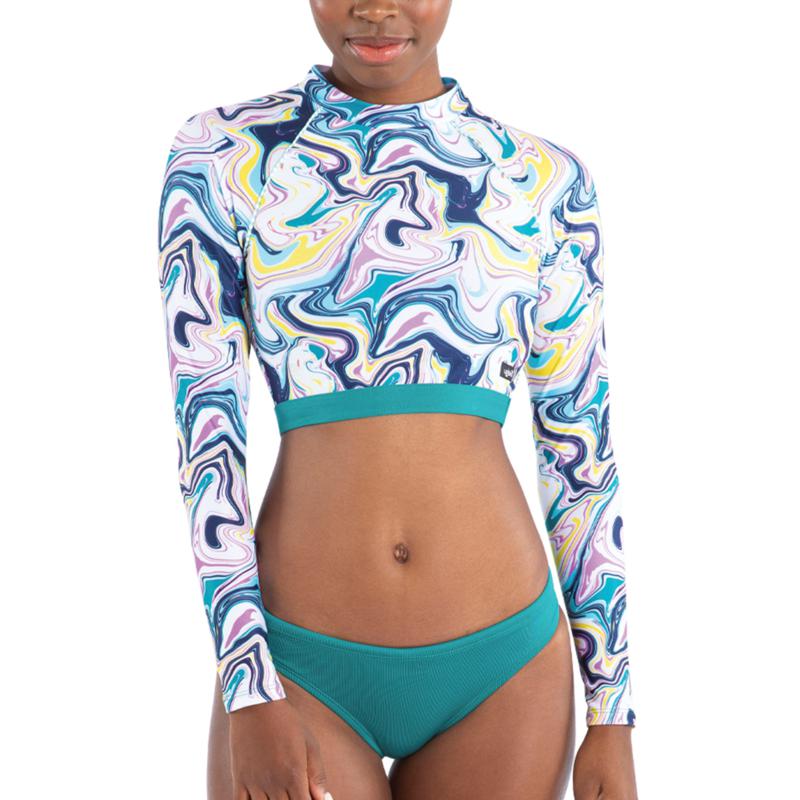 Dolfin Uglies Revibe-Print Cropped Women's Rash Guard Top