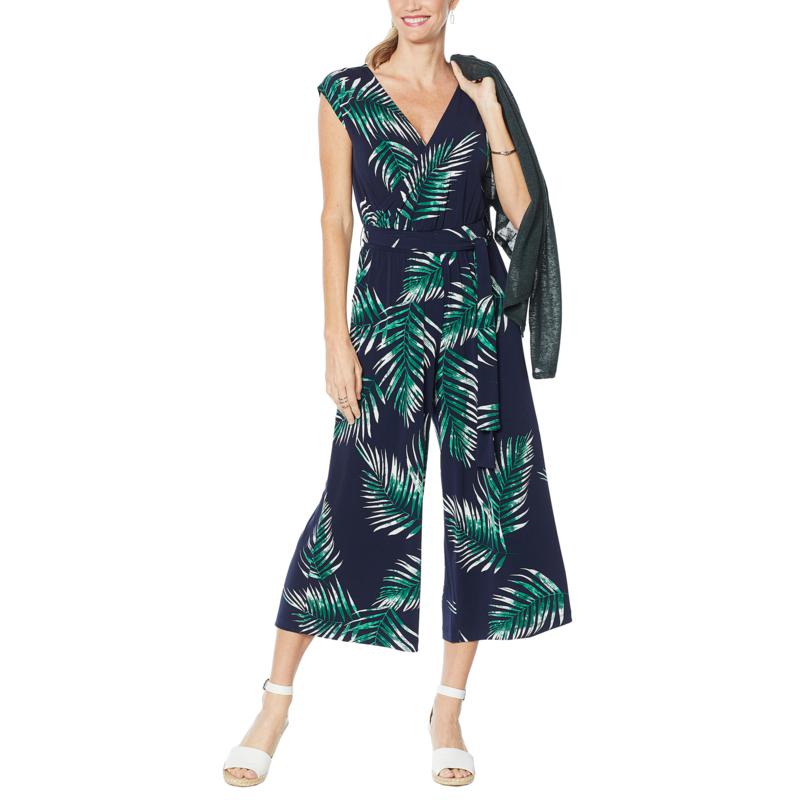 G Giuliana Cropped Knit Jumpsuit Black Snake XS Avg NEW 695-571