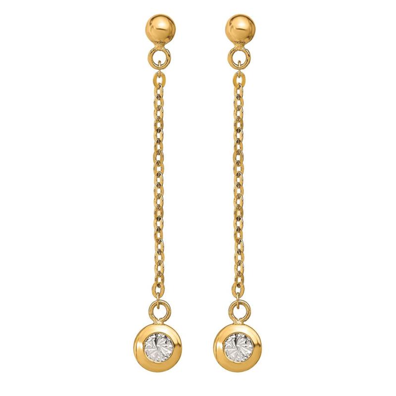 Golden Treasures 14K Two-Tone Diamond-Cut Dangle Earrings