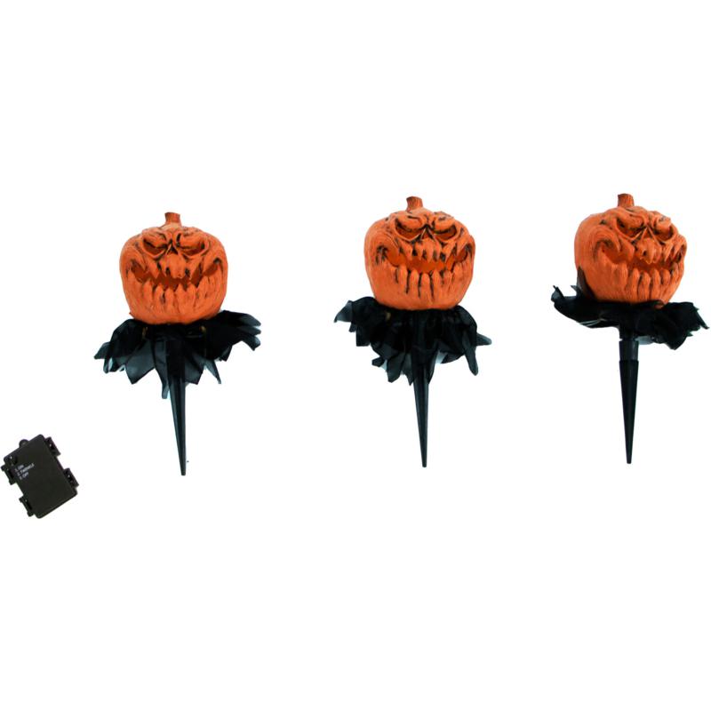 Haunted Hill Farm Pumpkin Heads Outdoor Light Up Lawn Stakes 9786108 Hsn