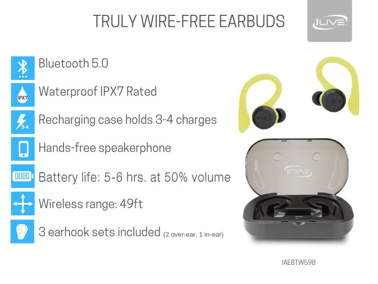 ilive truly wireless bluetooth sport earbuds