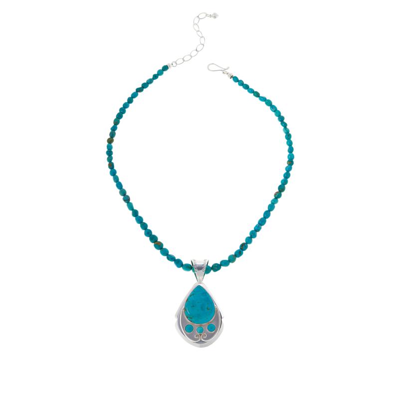 Jay King 18" Chilean Turquoise Pendant with Beaded Necklace