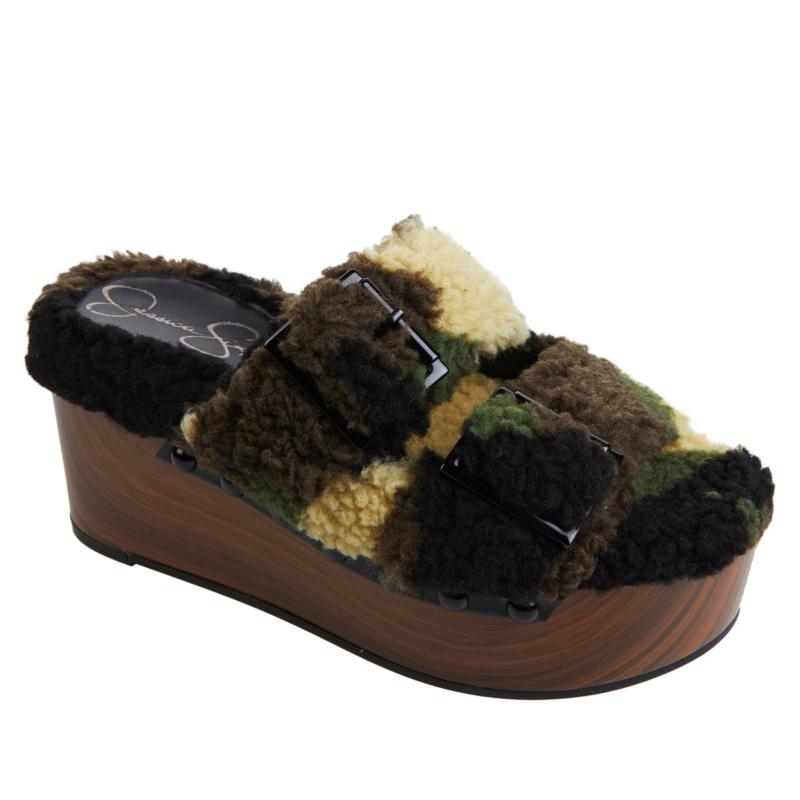 Jessica Simpson Cyriss Faux Shearling Platform Slide Sandal
