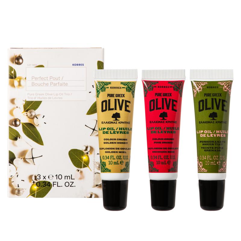 Korres Greek Olive Oil Perfect Pout Lip Oil Trio Hsn