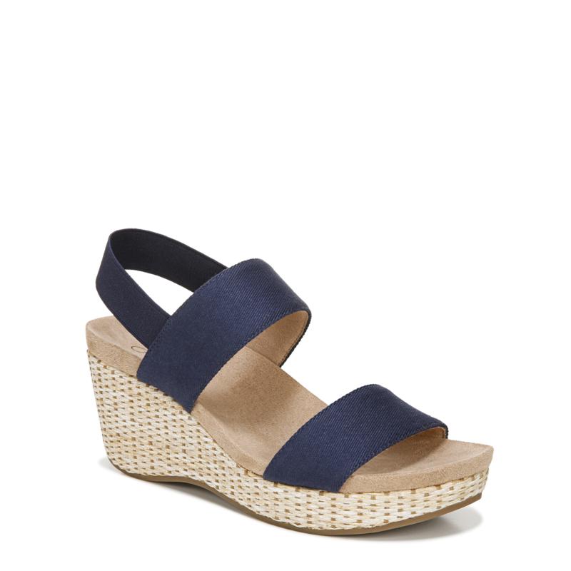 navy sling back wedges