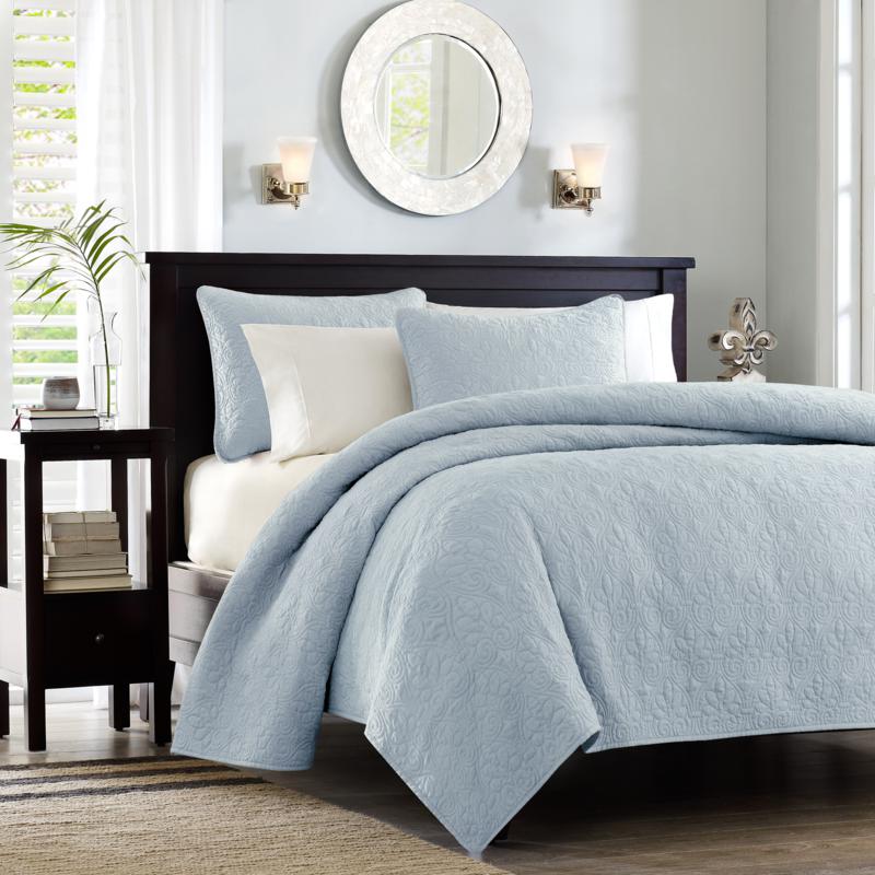 Madison Park Quebec Twin/Twin XL Quilted Coverlet Mini Set Blue