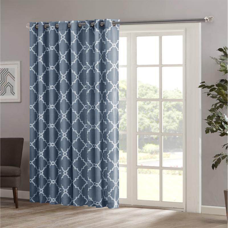 Madison Park Fretwork Print Patio Window Curtain 84 Panel Blue 8507485 Hsn Patio Window Curtain 84 Panel Blue, Patio Panel Curtains