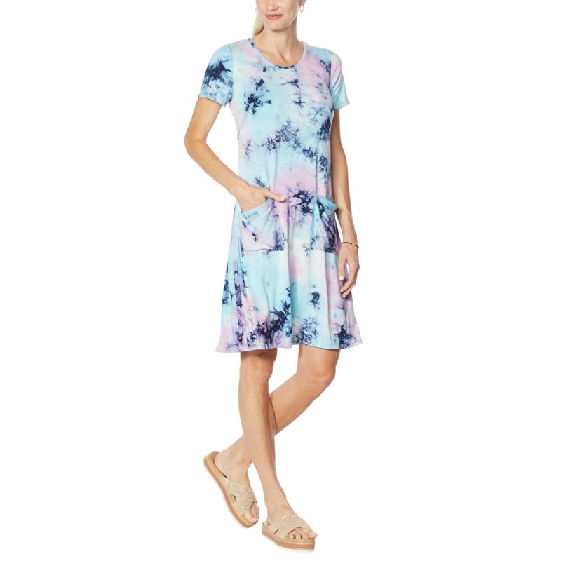 Nina Leonard Tie Dye Trapeze Dress with Pockets
