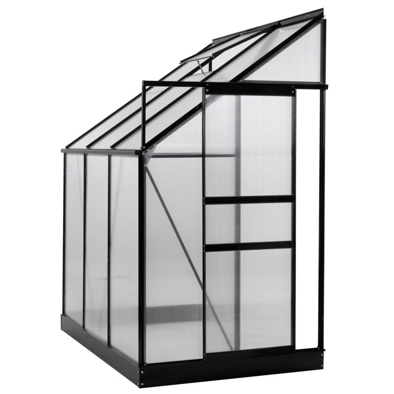 Ogrow Aluminum Lean-To Greenhouse with Sliding Door & Roof Vent