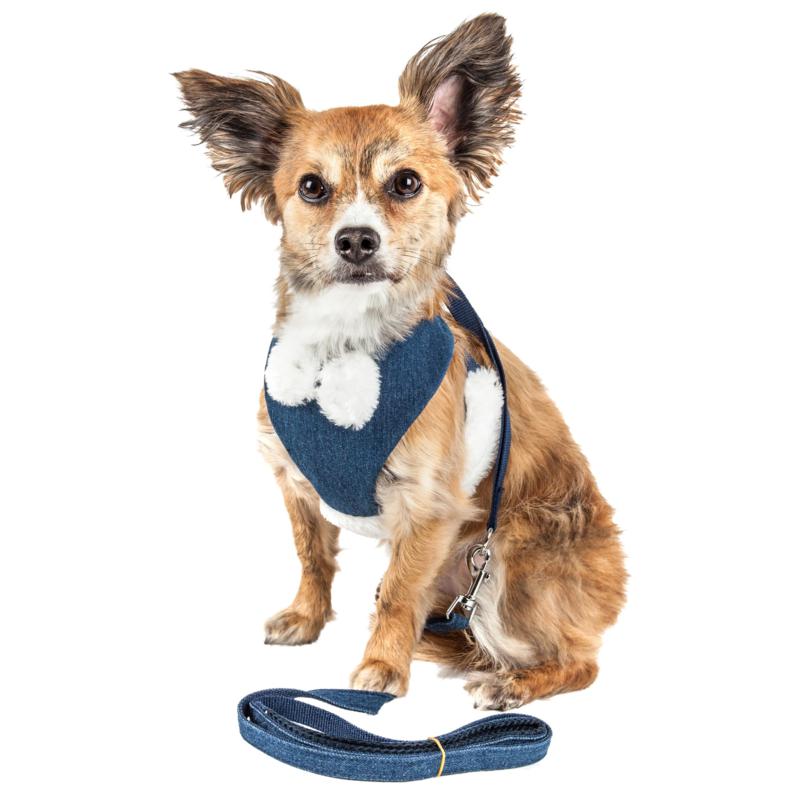 Pet Life Mesh 2 In 1 Adjustable Dog Harness Leash With Pom Pom Bow Tie Hsn