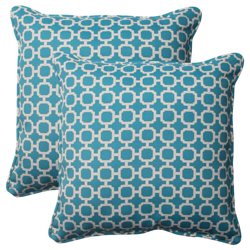 Pillow Perfect Set of 2 Outdoor 18.5" Throw Pillows    Hockley Teal   7528221