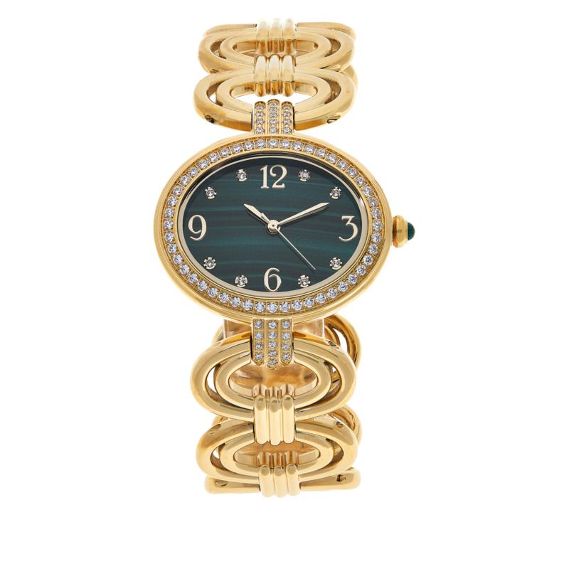 Rarities Goldtone Gemstone Dial Statement Link Bracelet Watch