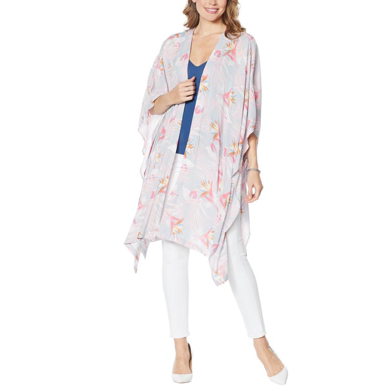 Rhonda Shear Printed Kimono with Side Ties