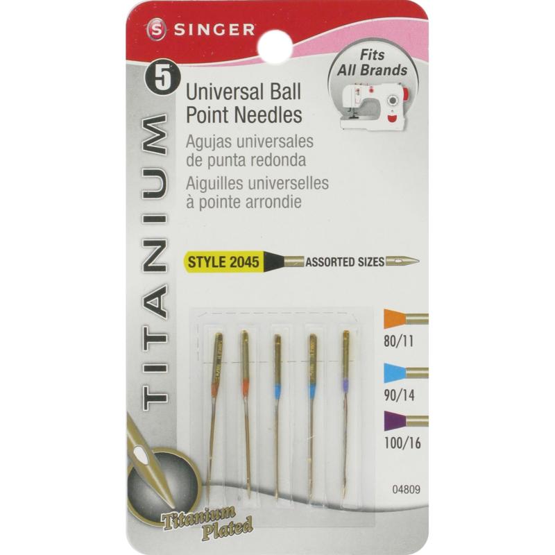 Singer Titanium Universal Ball Point Machine Needles Sizes 11/80 (2), 14/90 ( 6562561 HSN