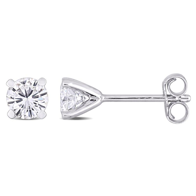 Sterling Silver 1ctw Created Moissanite Solitaire Earrings