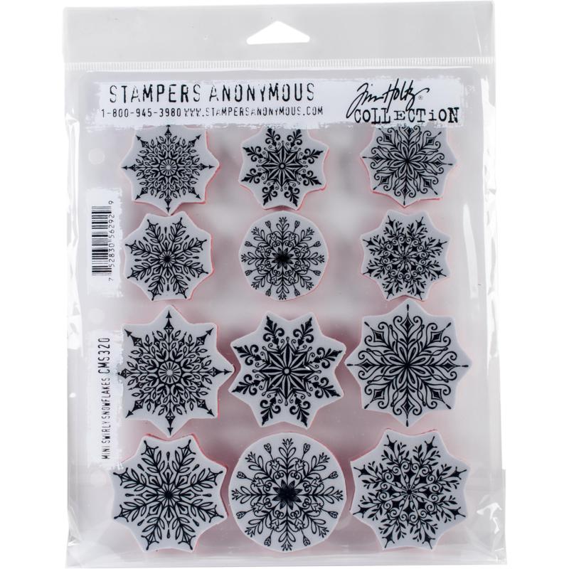 Tim Holtz Cling Stamps 7" x 8.5" - Mini Swirley Snowflakes