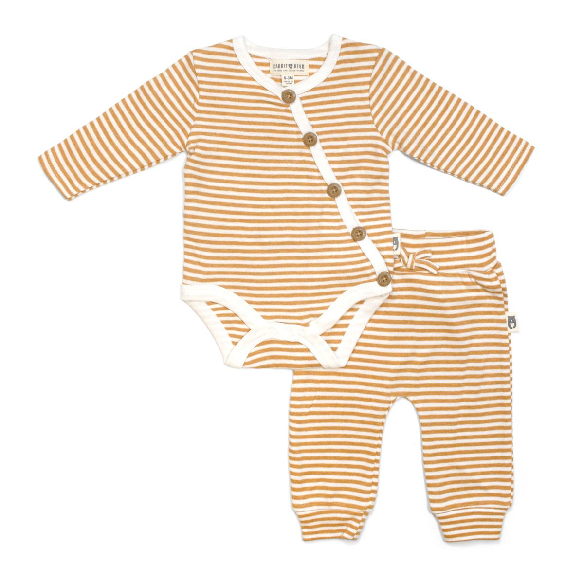 Rabbit + Bear Organic Cotton Girls Print Bodysuit and Pant 2-piece Set ...