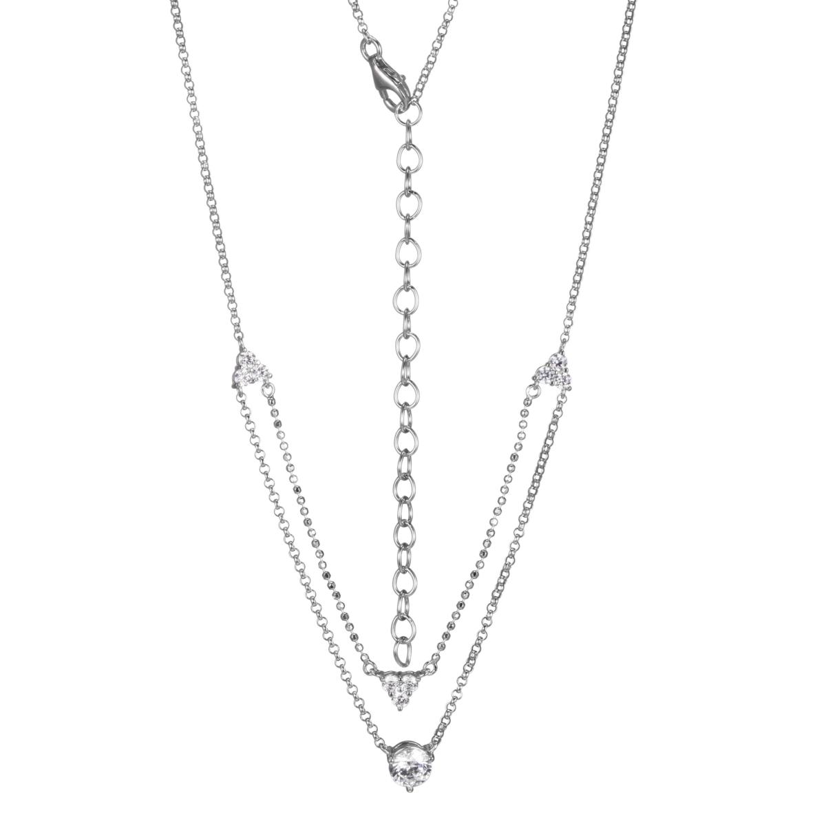 Radiance by Absolute™ Sterling Silver Cubic Zirconia Layer Necklace ...