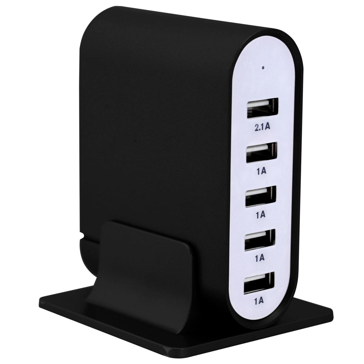 Trexonic 7.1 Amps 5 Port Universal USB Charging Station Black Finish