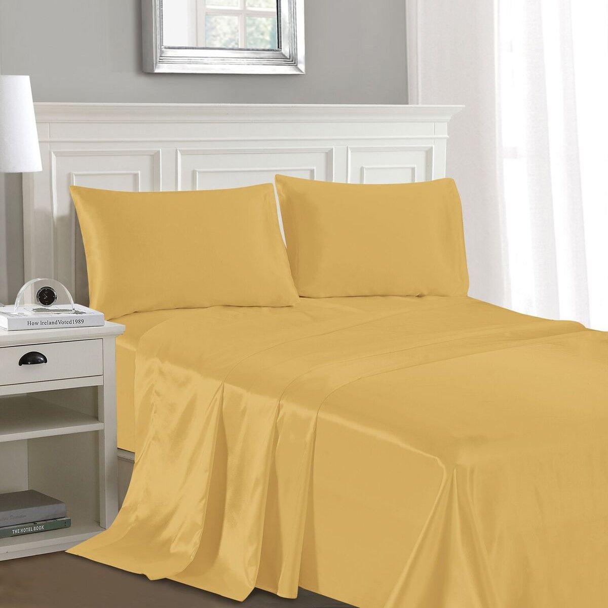 Luxury Home Silky Soft Satin 4Piece Sheet Set 10088931 HSN