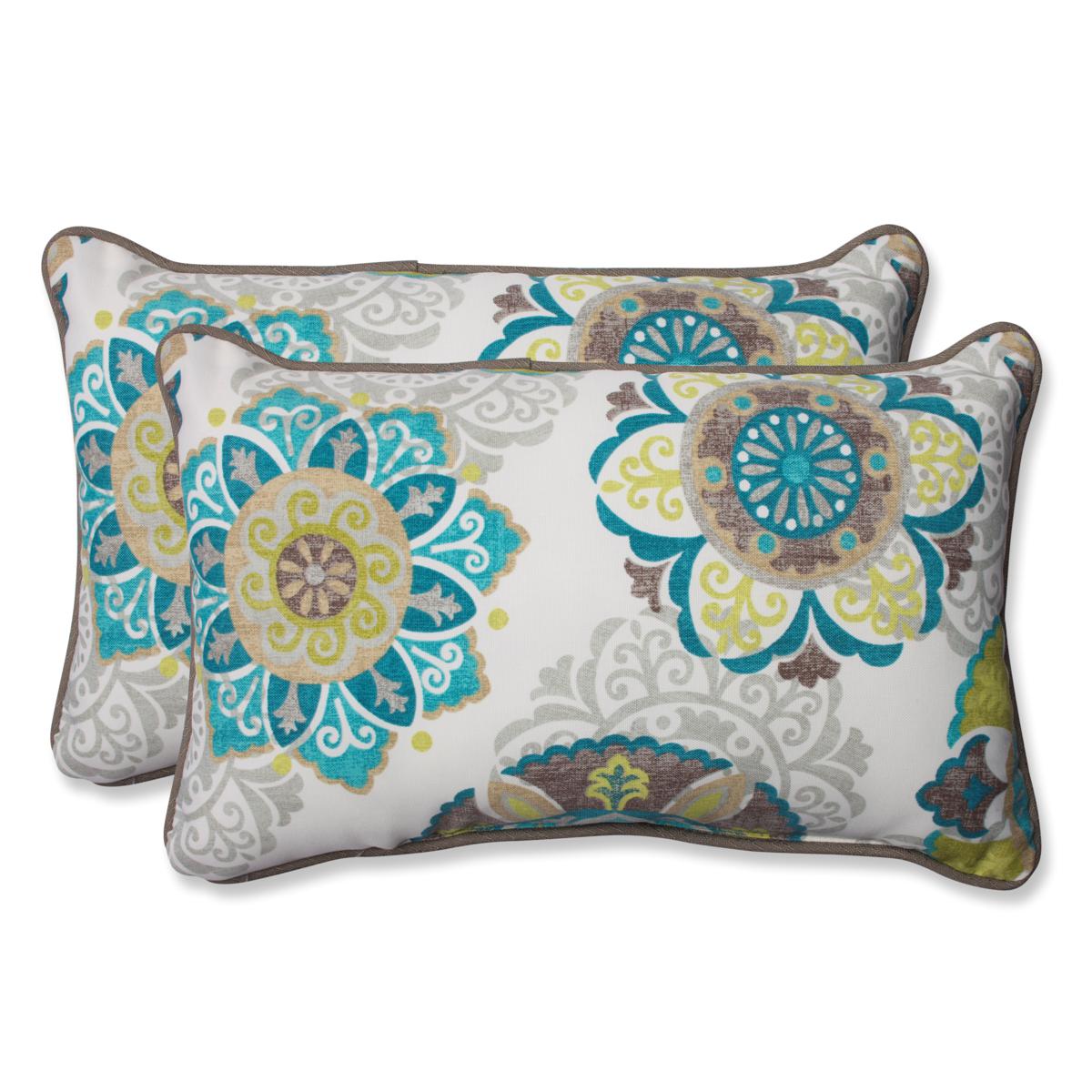 Pillow Perfect Outdoor Allodala Oasis Throw Pillow Set Blue