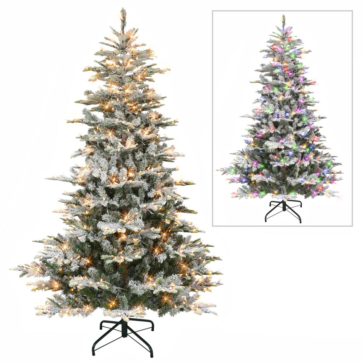 Puleo International 7.5' Prelit Flocked Aspen Fir Tree 20662461 HSN