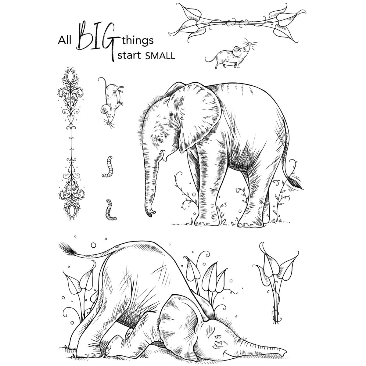 Pink Ink Designs Baby Elephant 6" x 8" Clear Stamp Set 20665873 HSN