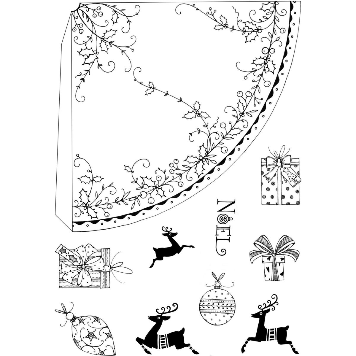 Pink Ink Designs Festive Cone 6" x 4" Clear Stamp Set 20665903 HSN