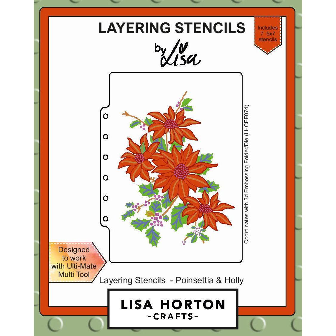 Lisa Horton - That Craft Place Layering Stencils - Poinsettia & Holly ...