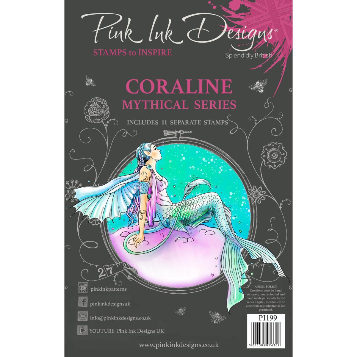 Pink Ink Designs Coraline 6" x 8" Clear Stamp Set 20817607 HSN