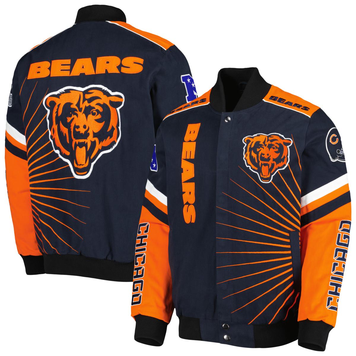 Mens G Iii Sports By Carl Banks Navy Chicago Bears Extreme Redzone Full Snap Varsity Jacket 