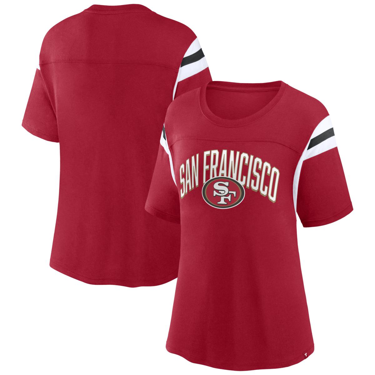 Women's Fanatics Branded Scarlet San Francisco 49ers Earned Stripes T ...