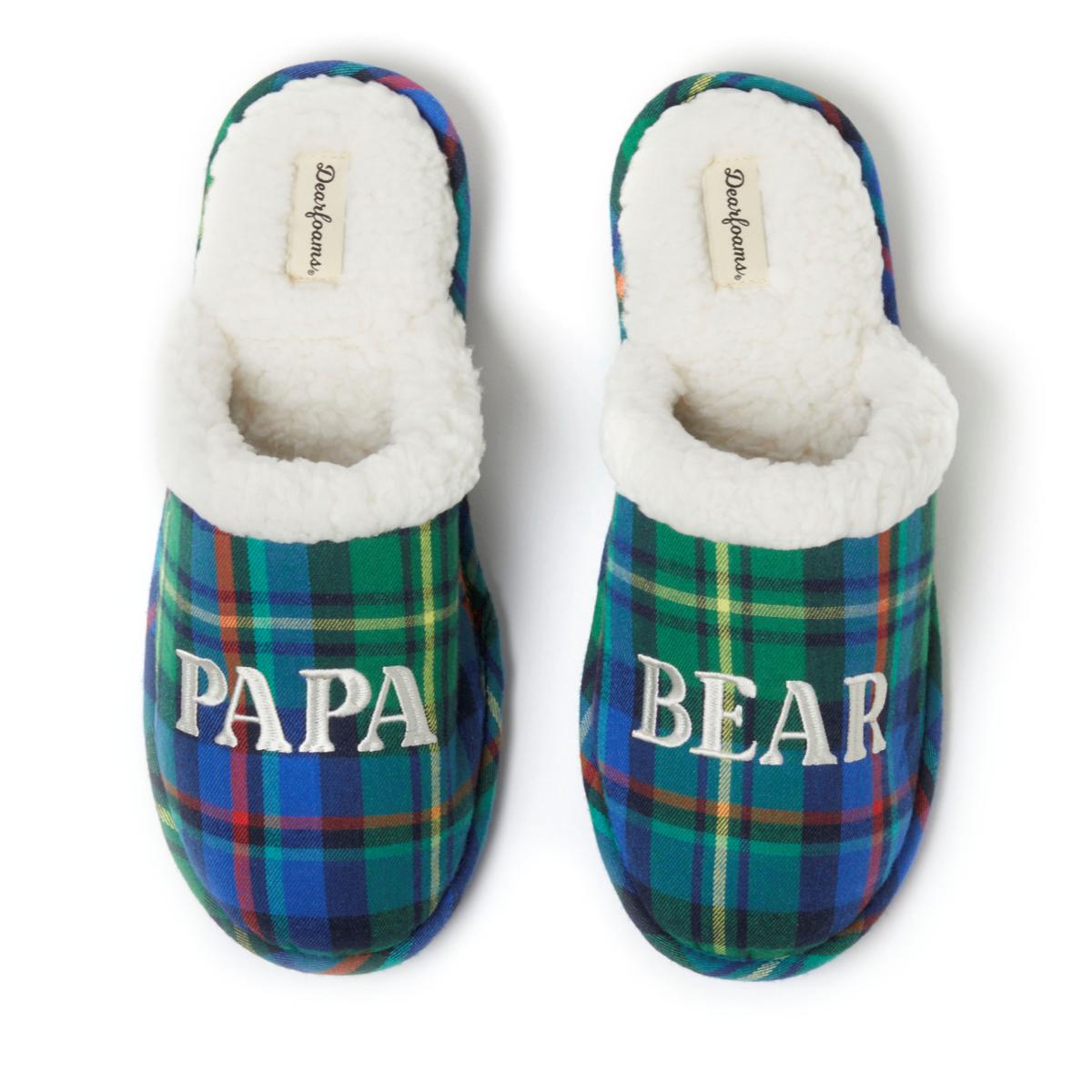 Dearfoams Men's Papa Bear Matching Christmas Slippers 22138378 HSN